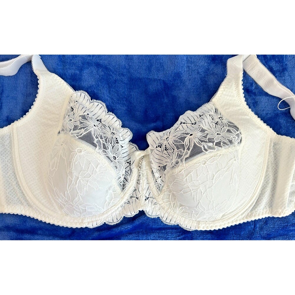 36G Bra Ivory White Floral Lace Underwire Bra Semi Padded Full Coverage Support